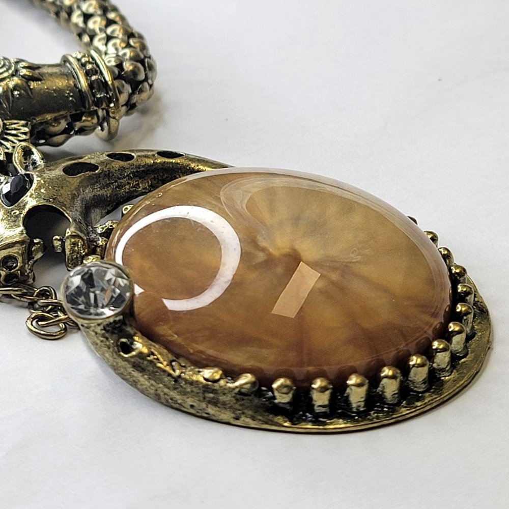 Large Dragon Or Serpent Pendant Statement Necklace - image 7